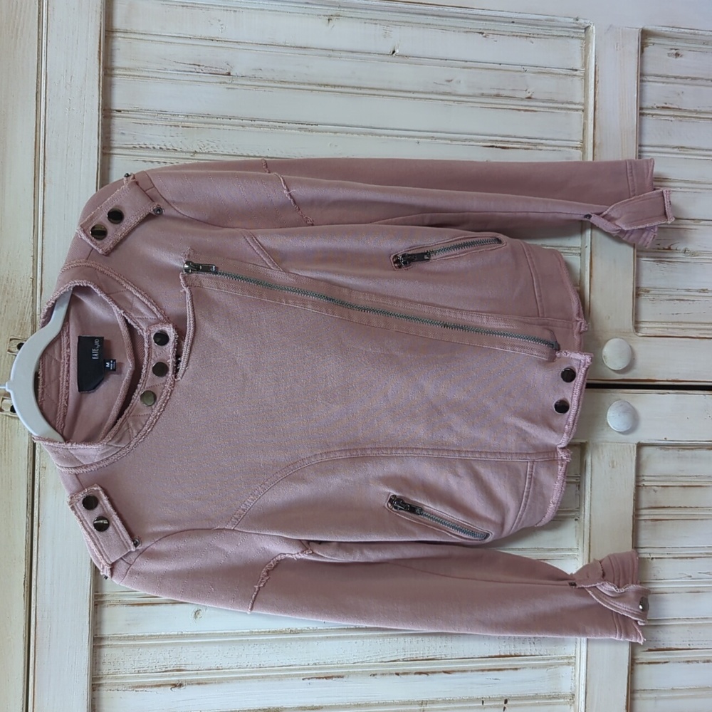 Fate by LFD, mauve knit moto sweatshirt/jacket. Medium